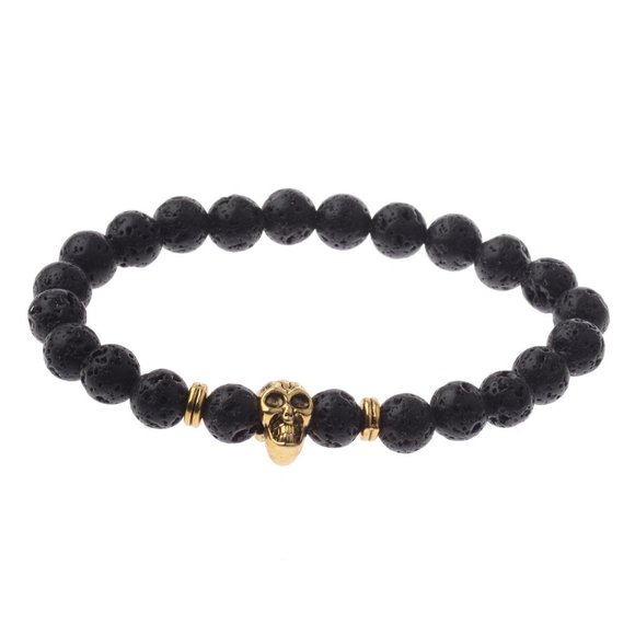NWOT Gold Skull Lava Rock Diffuser Bracelet - Picture 4 of 4